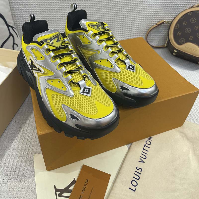Louis Vuitton Unisex LV Runner Tatic Sneaker Yellow Mix Materials Rubber Monogram Flowers