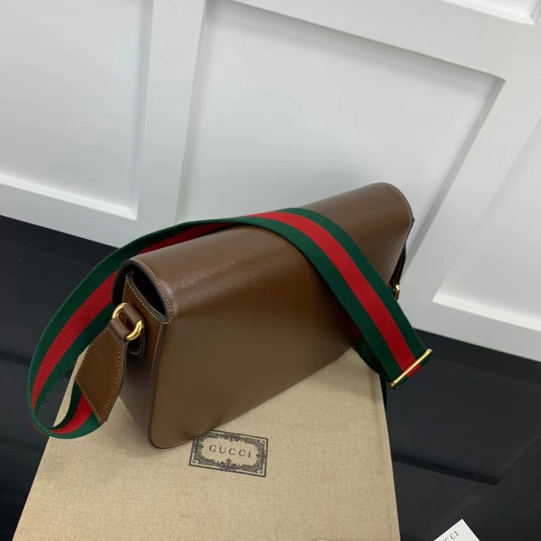 G*u*i gg unisex horsebit 1955 shoulder bag brown leather green red web
