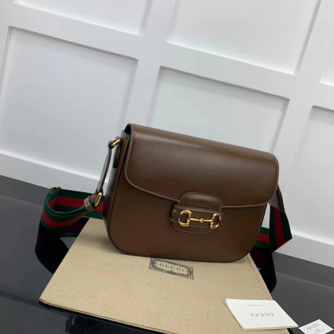 G*u*i gg unisex horsebit 1955 shoulder bag brown leather green red web