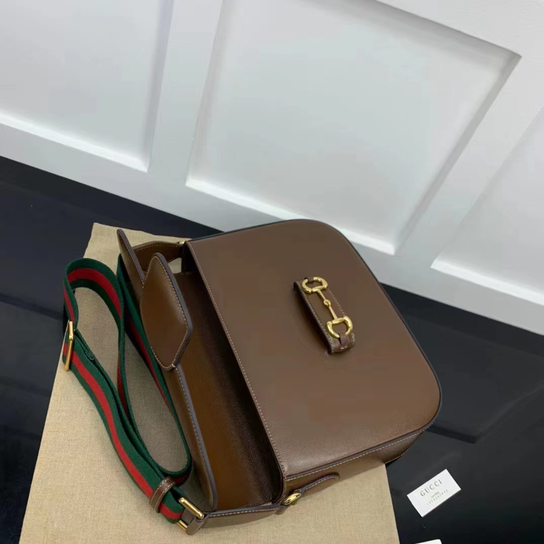 G*u*i gg unisex horsebit 1955 shoulder bag brown leather green red web