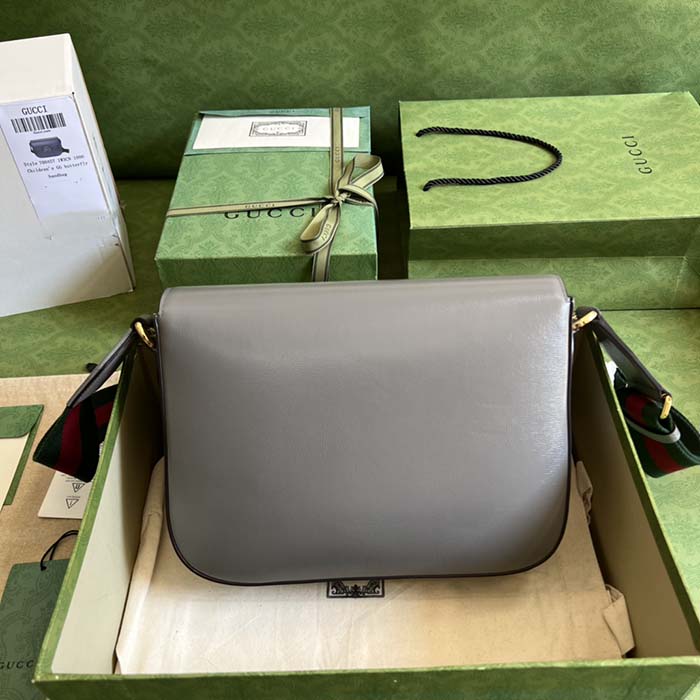 G*u*i gg unisex horsebit 1955 shoulder bag grey leather flap closure