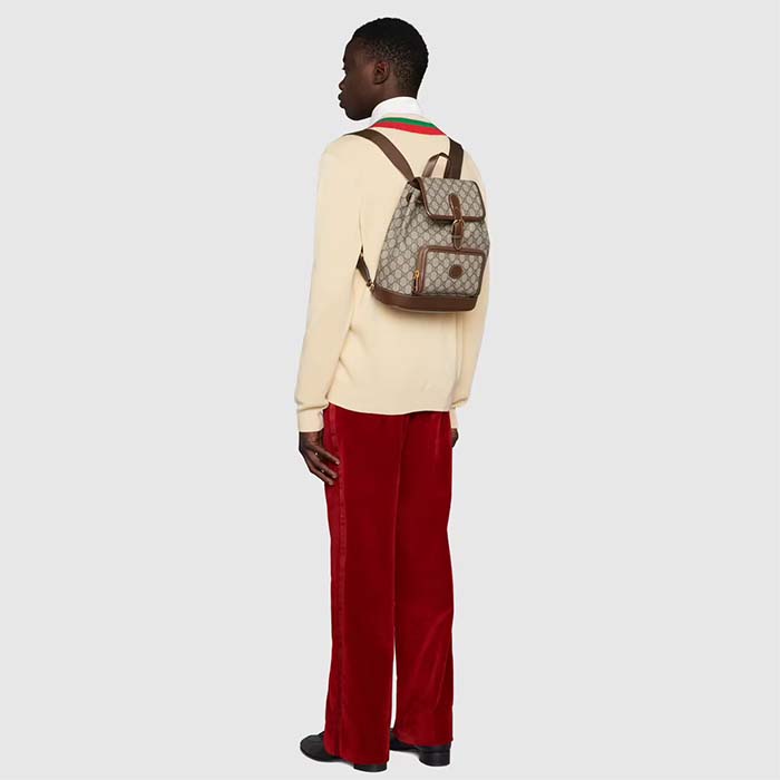 G*u*i unisex backpack interlocking g beige beige ebony gg supreme canvas