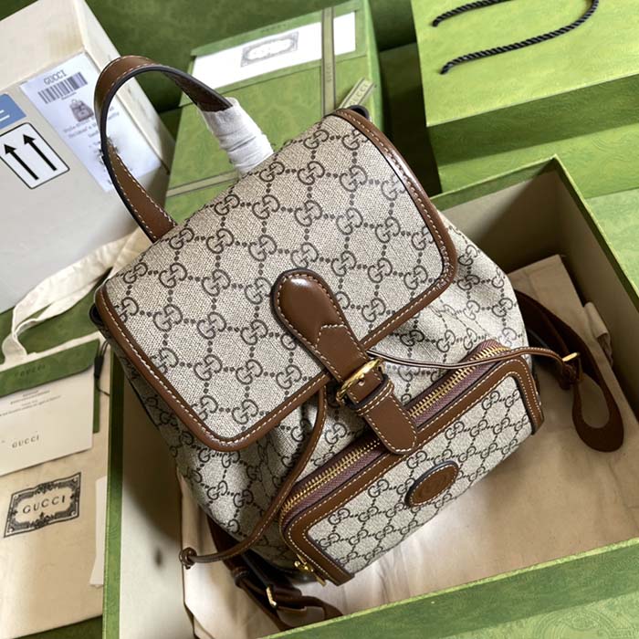 G*u*i unisex backpack interlocking g beige beige ebony gg supreme canvas