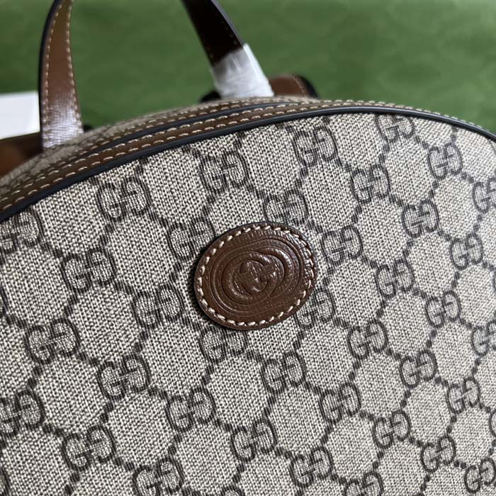 G*u*i unisex backpack interlocking g beige ebony gg supreme canvas
