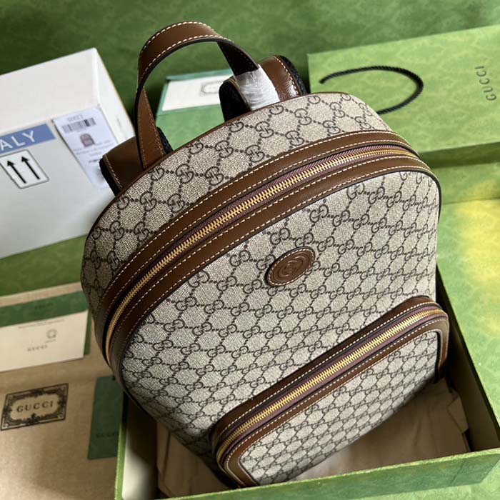 G*u*i unisex backpack interlocking g beige ebony gg supreme canvas