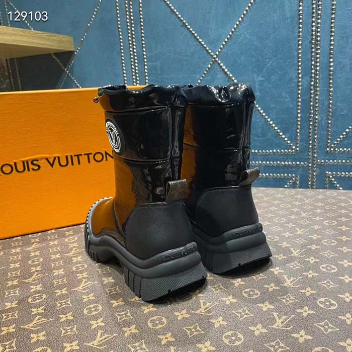 Louis Vuitton Unisex LV Ruby Flat Half Boot Black Vinyl Elastic Stopper Rubber
