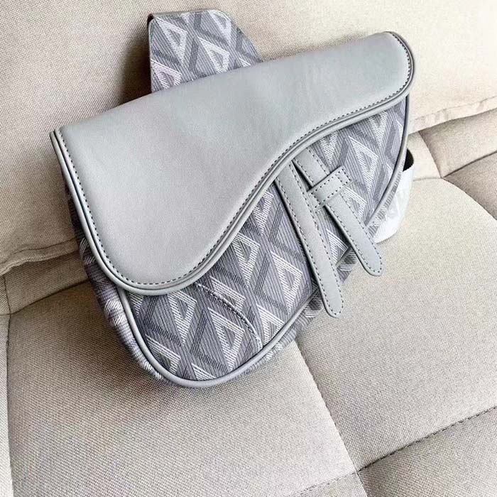 dior unisex cd saddle bag dior gray cd Di*m*nd canvas smooth calfskin