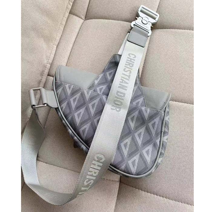 dior unisex cd saddle bag dior gray cd Di*m*nd canvas smooth calfskin