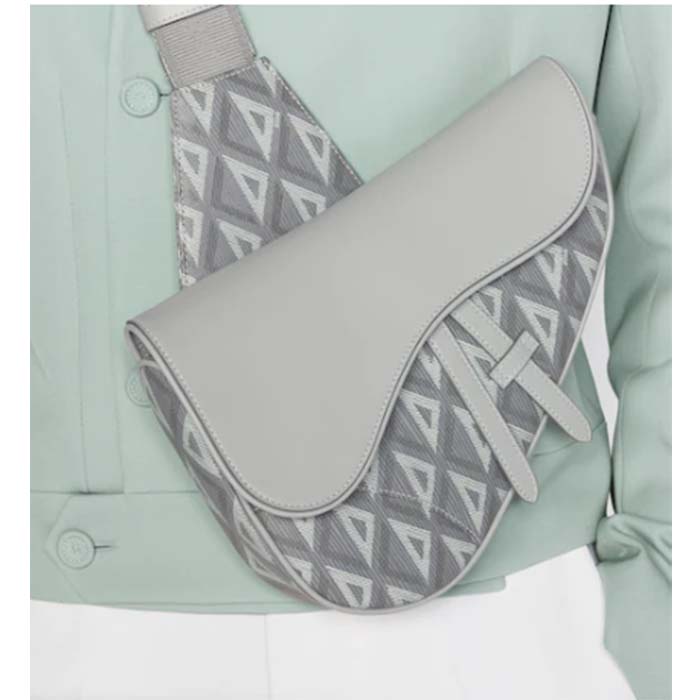 dior unisex cd saddle bag dior gray cd Di*m*nd canvas smooth calfskin