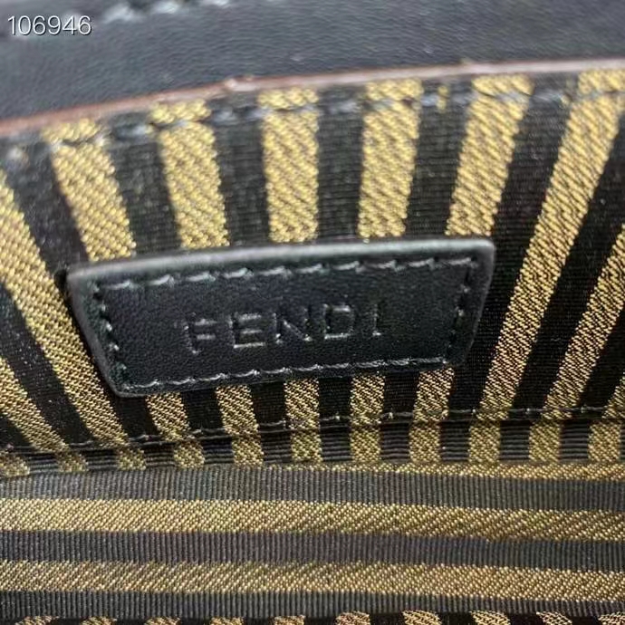Fendi Women FF Baguette Phone Pouch Black Silk Pouch
