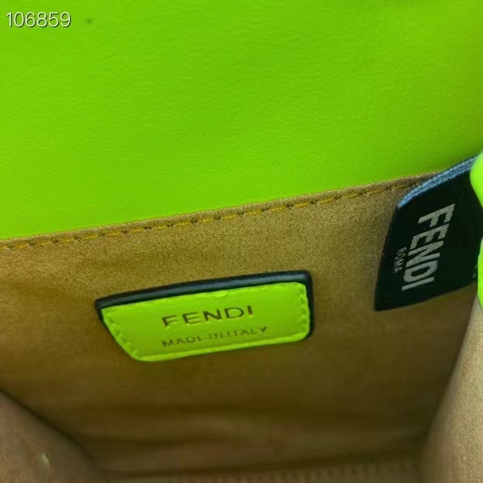 Fendi Women FF Mini Sunshine Shopper Acid Green Leather Mini Bag