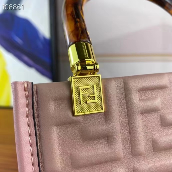 Fendi Women FF Mini Sunshine Shopper Pink Leather Mini Bag