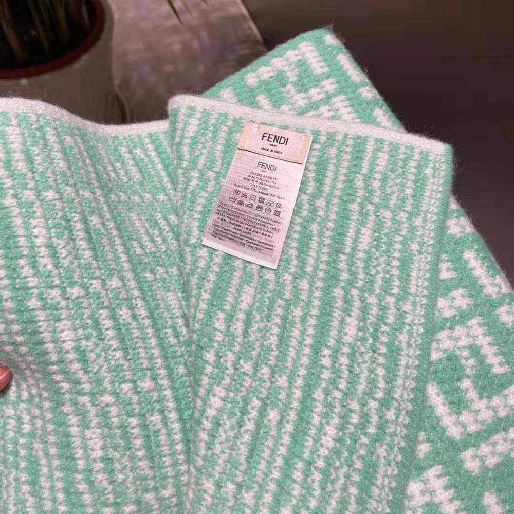 Fendi Women FF Scarf Mint Green Cashmere Scarf
