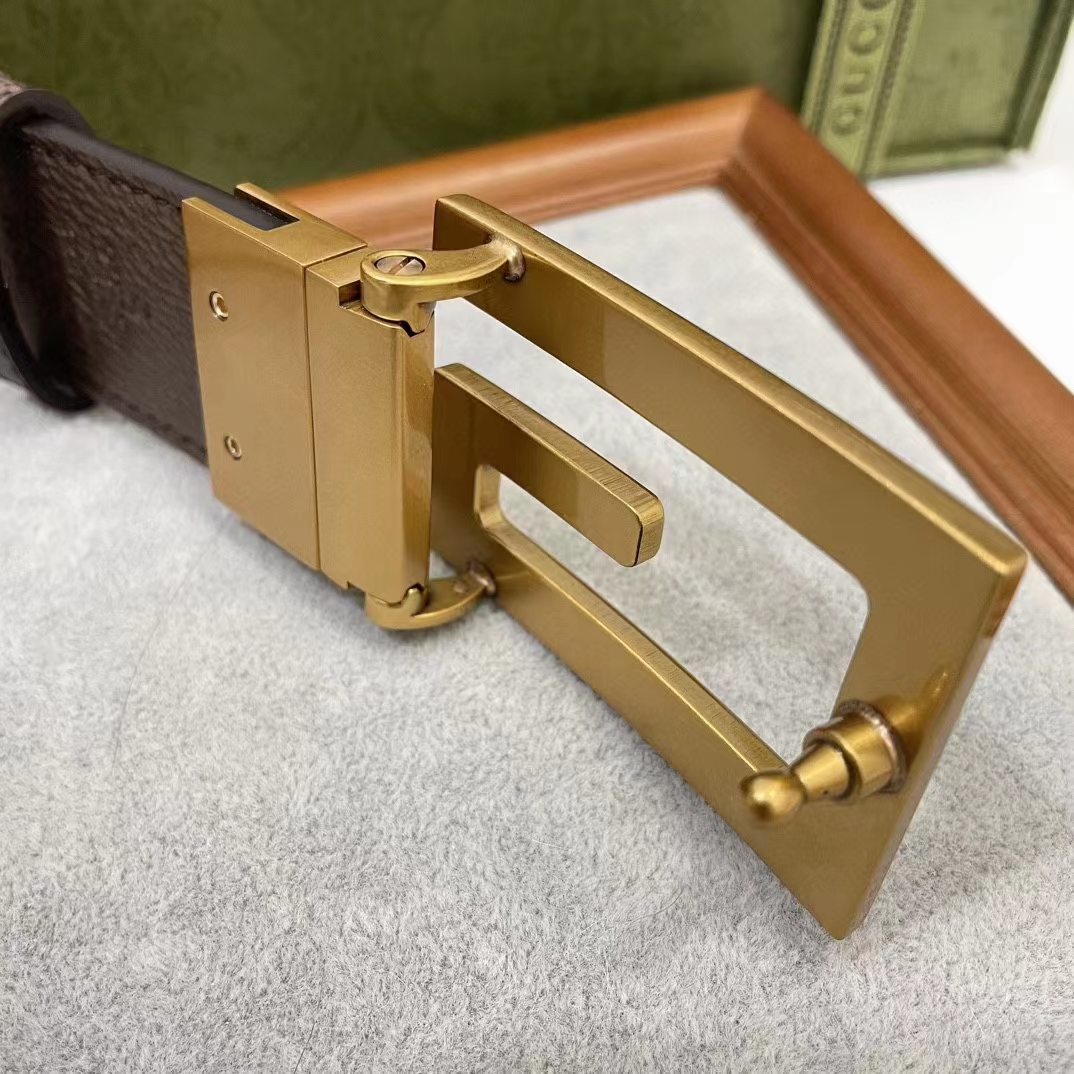 G*u*i gg unisex reversible belt square g buckle beige ebony gg supreme canvas