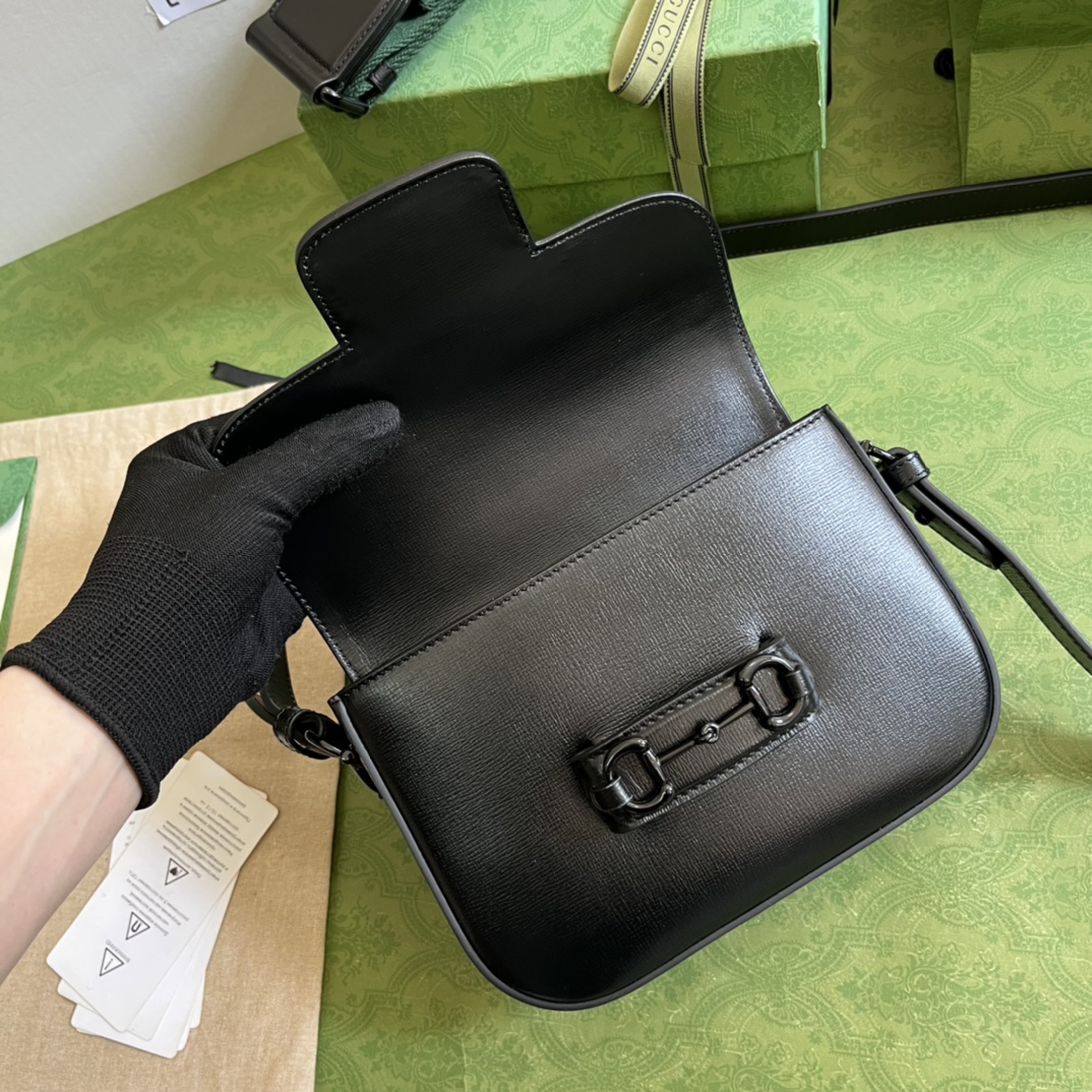 G*u*i gg women horsebit 1955 small shoulder bag black leather
