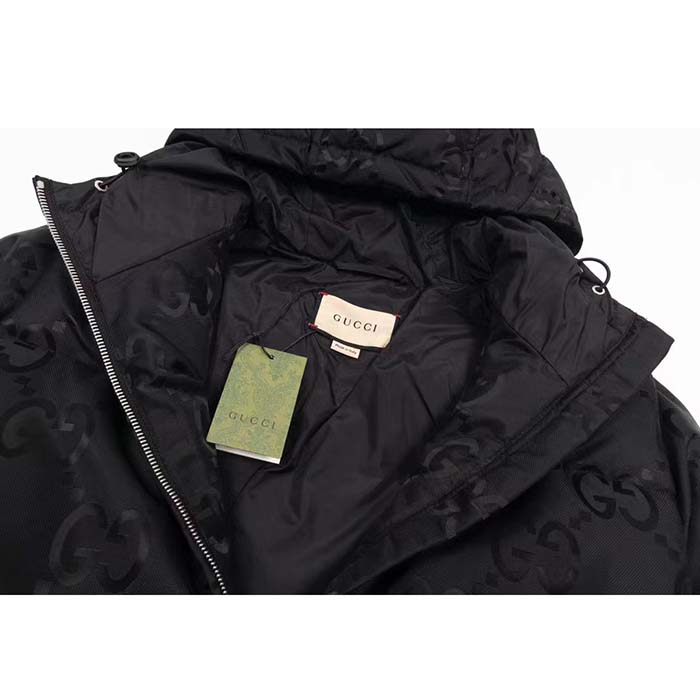 G*u*i men jumbo gg canvas down jacket black jumbo gg nylon canvas