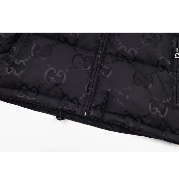 G*u*i men jumbo gg canvas down jacket black jumbo gg nylon canvas