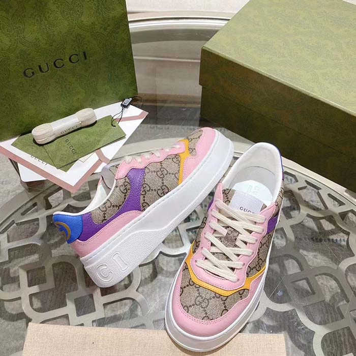 G*u*i unisex gg sneaker beige ebony gg supreme canvas mid heel 5.6 cm heel