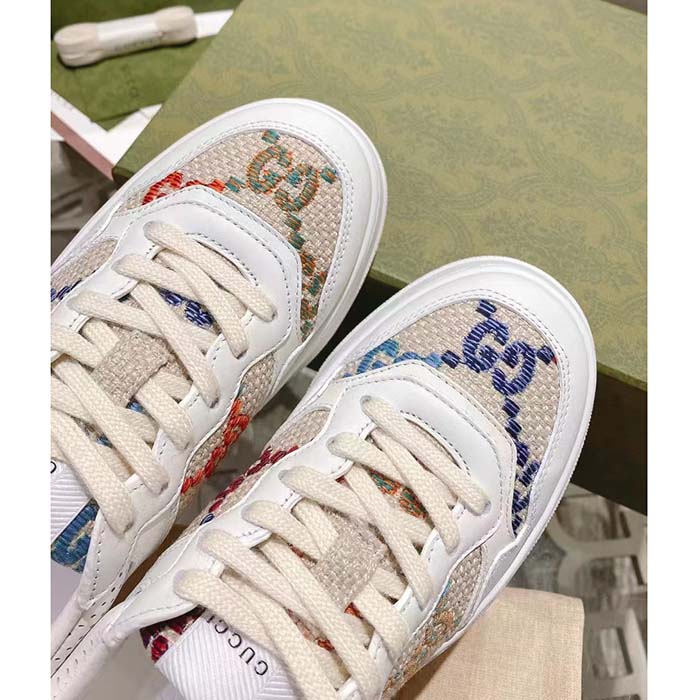 G*u*i unisex gg sneaker white leather mid heel interlocking g 5.6 cm heel