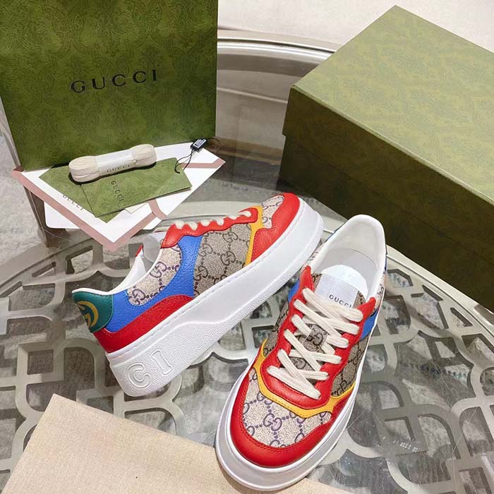 G*u*i unisex sneaker beige blue gg supreme canvas interlocking g 5.6 cm heel