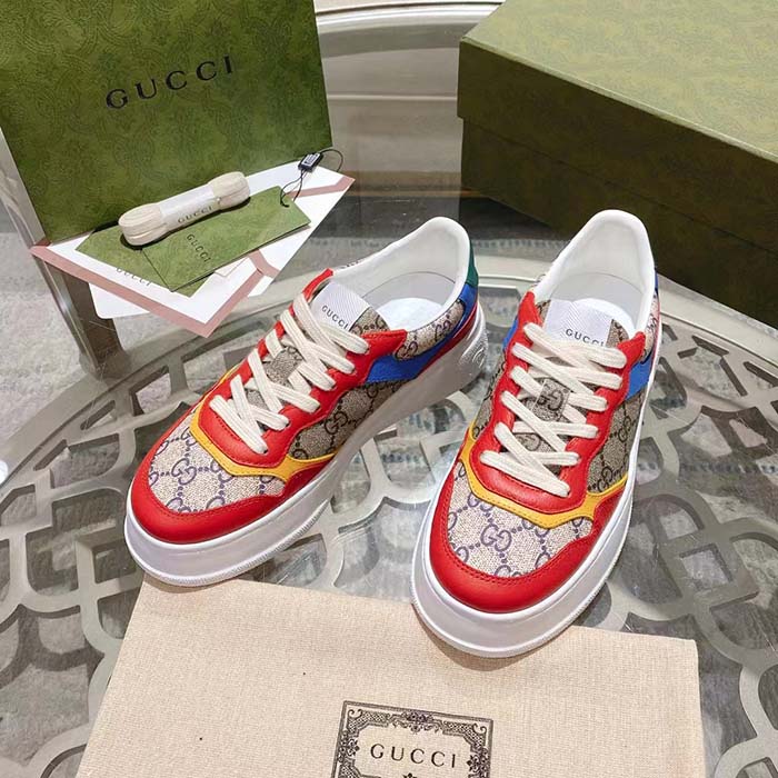 G*u*i unisex sneaker beige blue gg supreme canvas interlocking g 5.6 cm heel