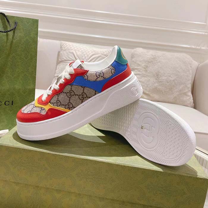 G*u*i unisex sneaker beige blue gg supreme canvas interlocking g 5.6 cm heel