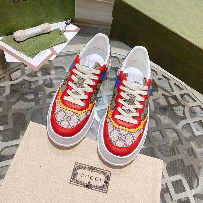 G*u*i unisex sneaker beige blue gg supreme canvas interlocking g 5.6 cm heel