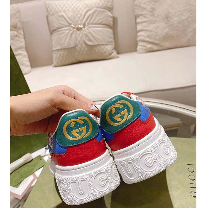 G*u*i unisex sneaker beige blue gg supreme canvas interlocking g 5.6 cm heel