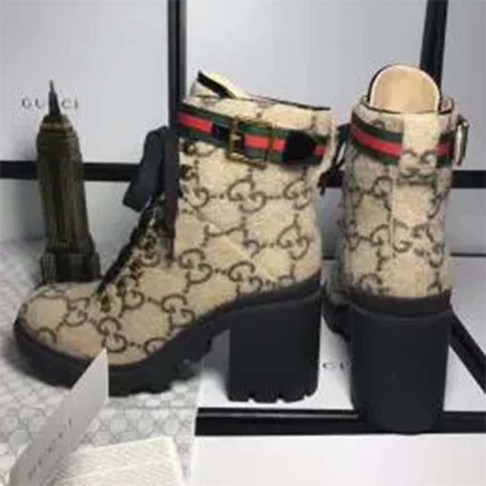 G*u*i women G*u*i zumi gg wool ankle boot beige ebony gg wool