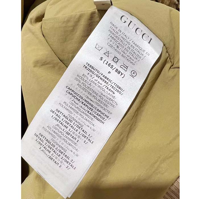 G*u*i women maxi gg wool jersey jacket beige black polyamide polyester