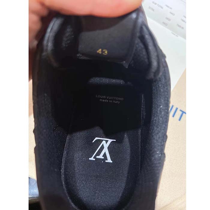 Louis Vuitton LV Unisex Rivoli Sneaker Black Mini Monogram Embossed Calf Leather Rubber
