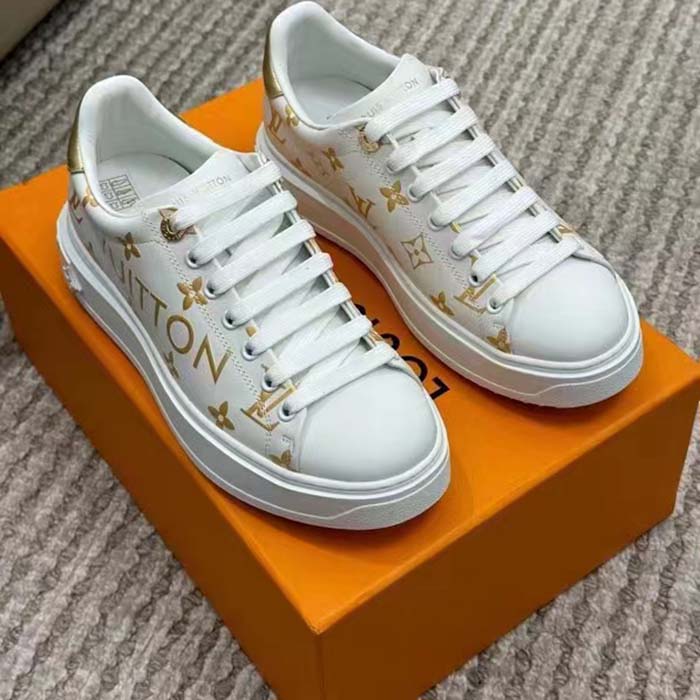 Louis Vuitton LV Unisex Time Out Sneaker Gold Monogram Debossed Calf Leather