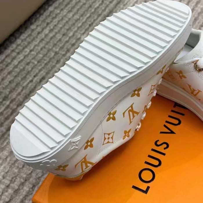 Louis Vuitton LV Unisex Time Out Sneaker Gold Monogram Debossed Calf Leather