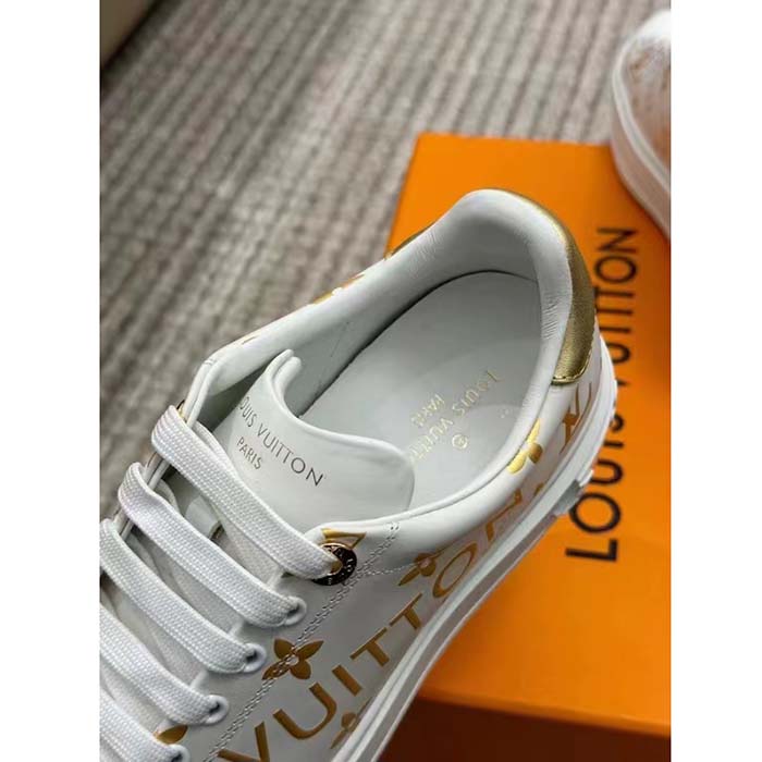 Louis Vuitton LV Unisex Time Out Sneaker Gold Monogram Debossed Calf Leather