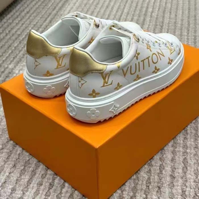 Louis Vuitton LV Unisex Time Out Sneaker Gold Monogram Debossed Calf Leather