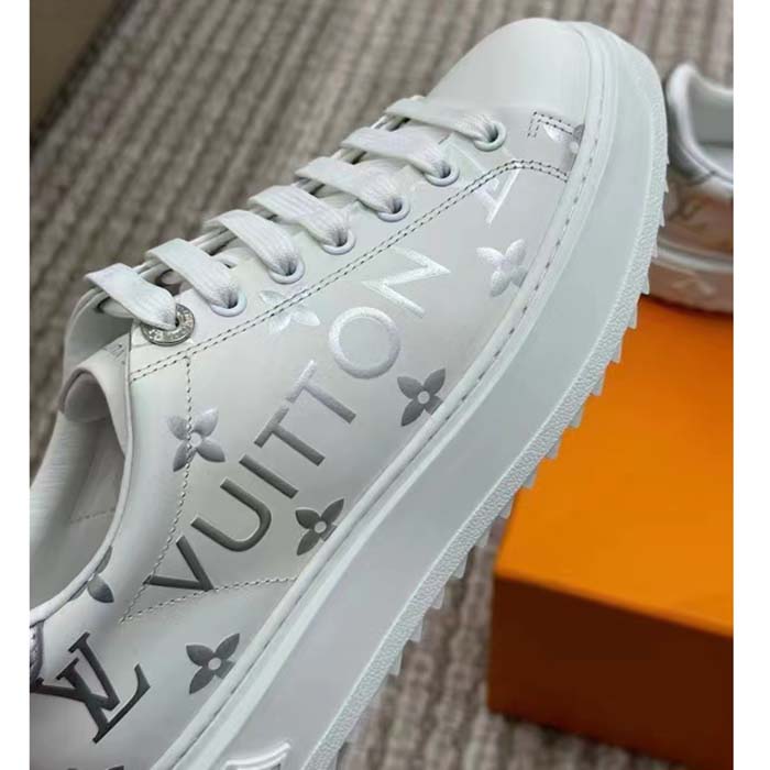 Louis Vuitton LV Unisex Time Out Sneaker Silver Monogram Debossed Calf Leather