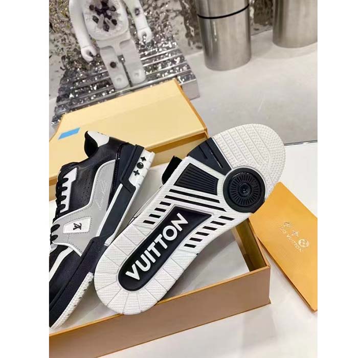 Louis Vuitton LV Unisex Trainer Sneaker Black Mix Materials Monogram Flowers