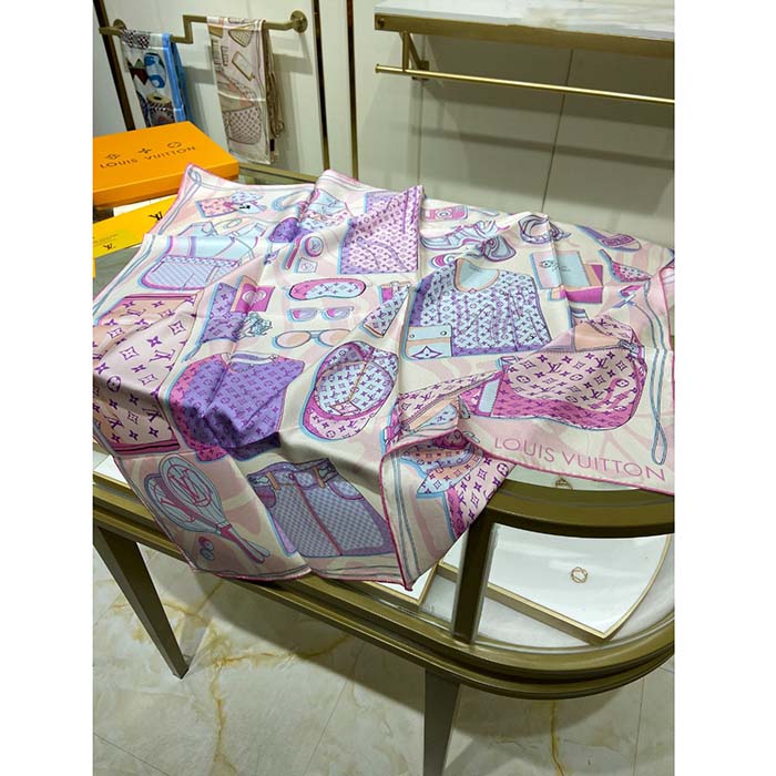Louis Vuitton LV Women Kit 90 Square Sunrise Pastel Silk Print Monogram Pattern