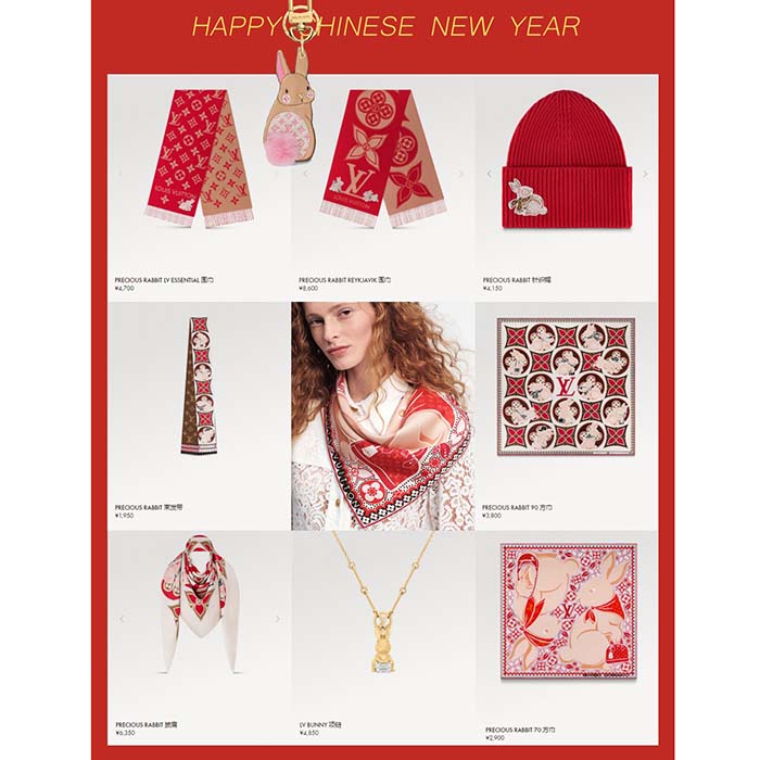 Louis Vuitton LV Women Precious Rabbit Square 70 Red Silk-Screen Print Monogram Flowers