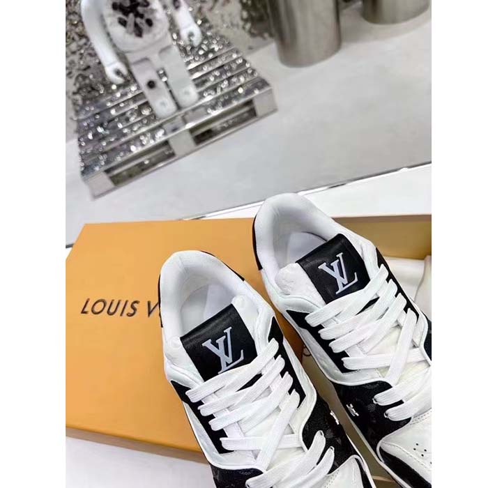Louis Vuitton Unisex LV Trainer Sneaker Black Mini Monogram Embossed Calf Leather
