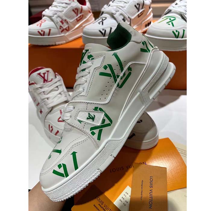 Louis Vuitton Unisex LV Trainer Sneaker Green Mix Sustainable Materials Monogram Flowers