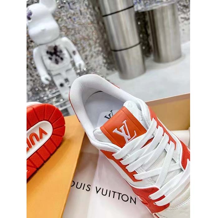 Louis Vuitton Unisex LV Trainer Sneaker Orange Mini Monogram Embossed Calf Leather