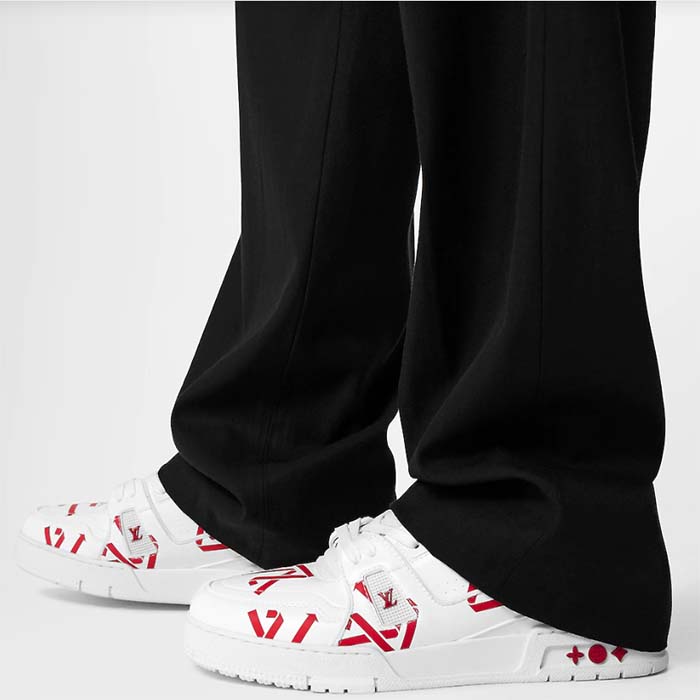 Louis Vuitton Unisex LV Trainer Sneaker Red Mix Sustainable Materials Monogram Flowers