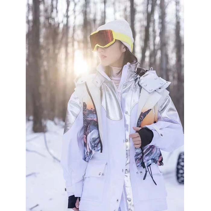 Louis Vuitton Men LV Electric Accent Ski Jacket Optical White Regular Fit
