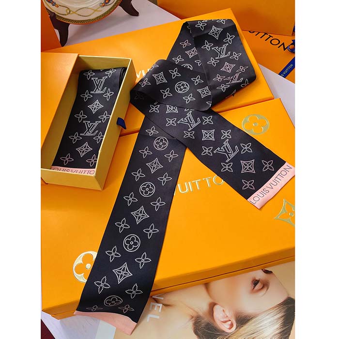 Louis Vuitton Women LV Mahina Flight Mode Classic Bandeau Black Silk Inkjet Monogram