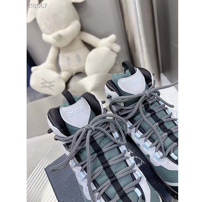 Dior Unisex Shoes CD Diorizon Hiking Boot Green Gray Technical Mesh Black Rubber