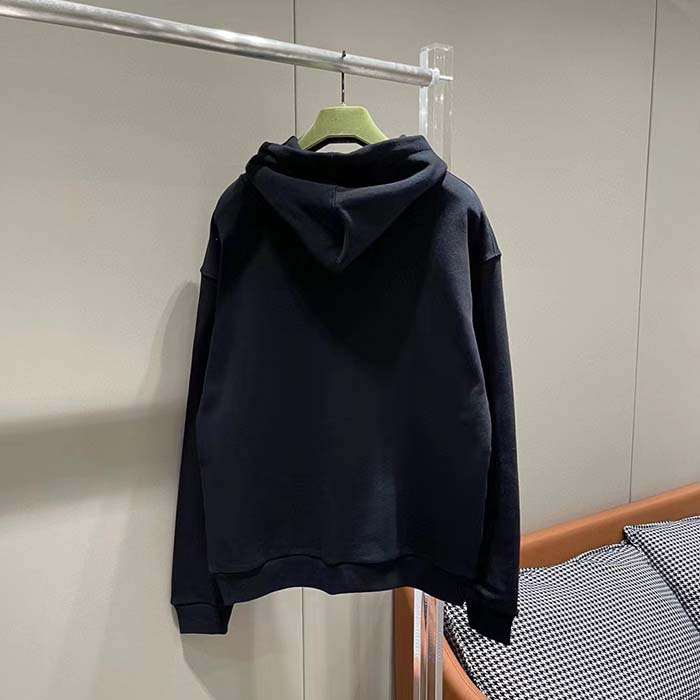 G*u*i men gg cotton jersey sweatshirt black felted long sleeves kangaroo front pocket