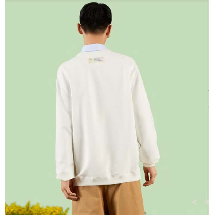 G*u*i men gg cotton jersey sweatshirt crewneck rib cotton long sleeves