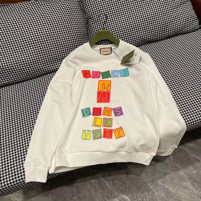 G*u*i women gg cotton jersey sweatshirt crewneck rib cotton long sleeves