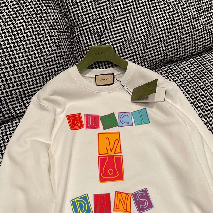 G*u*i women gg cotton jersey sweatshirt crewneck rib cotton long sleeves